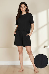 Zivame 2 Mile Fashion Knit Poly Short Set - Black Beauty — thumbnail 2